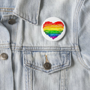 SlipperyJoe's Pride Heart Kritzeleien Herzform  Button