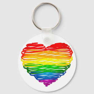SlipperyJoe's Pride Heart Kritzeleien Herzform  Schlüsselanhänger