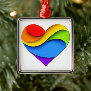 SlipperyJoe's Pride Heart Kurven Herzform drei Ornament Aus Metall