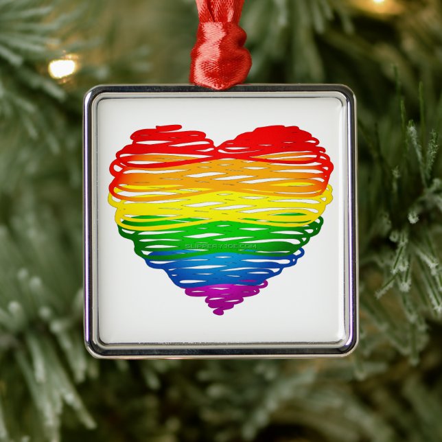 SlipperyJoe's Pride Heart Scribbles Herzform Ornament Aus Metall (Baum)