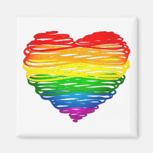 SlipperyJoe's Pride Herz Kritzeleien Herzform Magnet