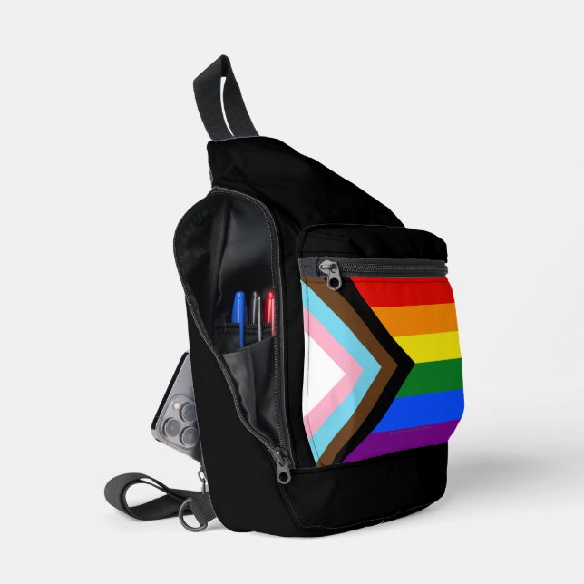 SlipperyJoe's Progress Pride Flag Gay-Geschenke LG Crossbody Bag (Offen)
