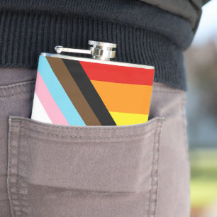 SlipperyJoe's Progress Pride Flag Gay-Geschenke LG Flachmann