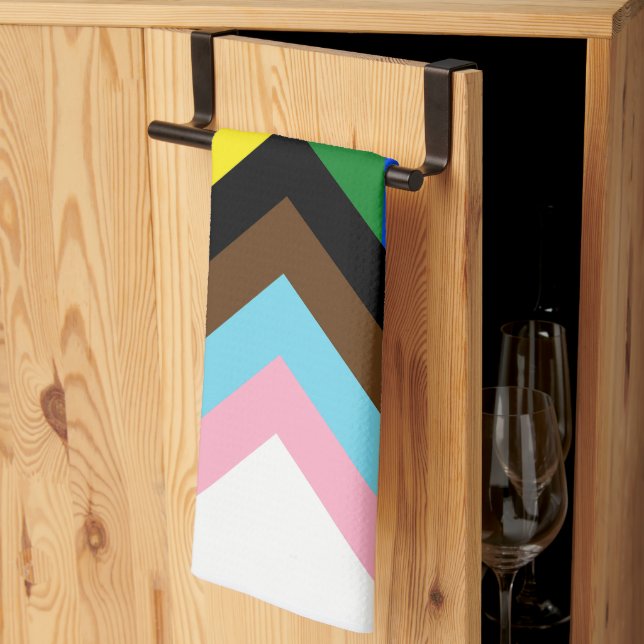 SlipperyJoe's Progress Pride Flag Gay-Geschenke LG Geschirrtuch (Drittel gefaltet)