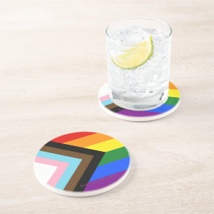 SlipperyJoe's Progress Pride Flag Gay-Geschenke LG Getränkeuntersetzer