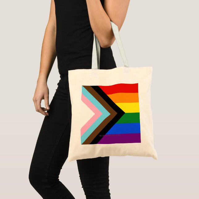 SlipperyJoe's Progress Pride Flag Gay-Geschenke LG Tragetasche (Vorderseite (Produkt))