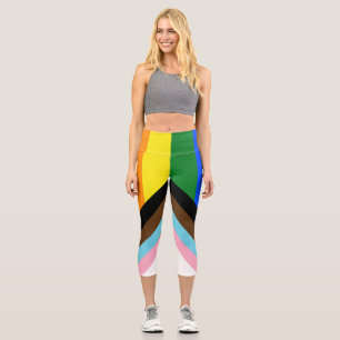 SlipperyJoe's Progress Pride Flag sechs klassische Capri Leggings