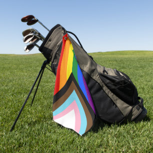 SlipperyJoe's Progress Pride Flag sechs klassische Golfhandtuch