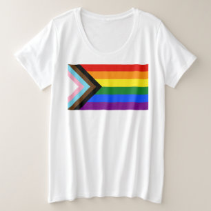 SlipperyJoe's Progress Pride Flag sechs klassische Große Größe T-Shirt