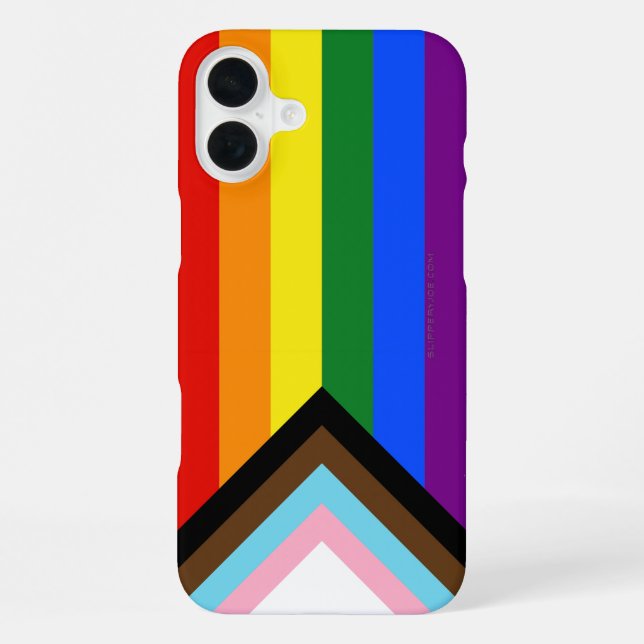 SlipperyJoe's Progress Pride Flag sechs klassische iPhone 16 Plus Hülle (Rückseite)