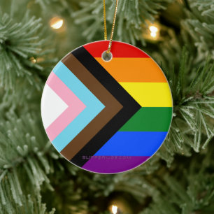 SlipperyJoe's Progress Pride Flag sechs klassische Keramik Ornament