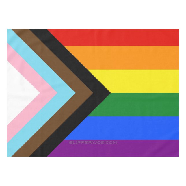 SlipperyJoe's Progress Pride Flag sechs klassische Tischdecke (Vorderseite (Horizontal))