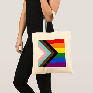 SlipperyJoe's Progress Pride Flag sechs klassische Tragetasche