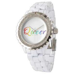 SlipperyJoe's quee Stolzfarben Wort bunt vib Armbanduhr