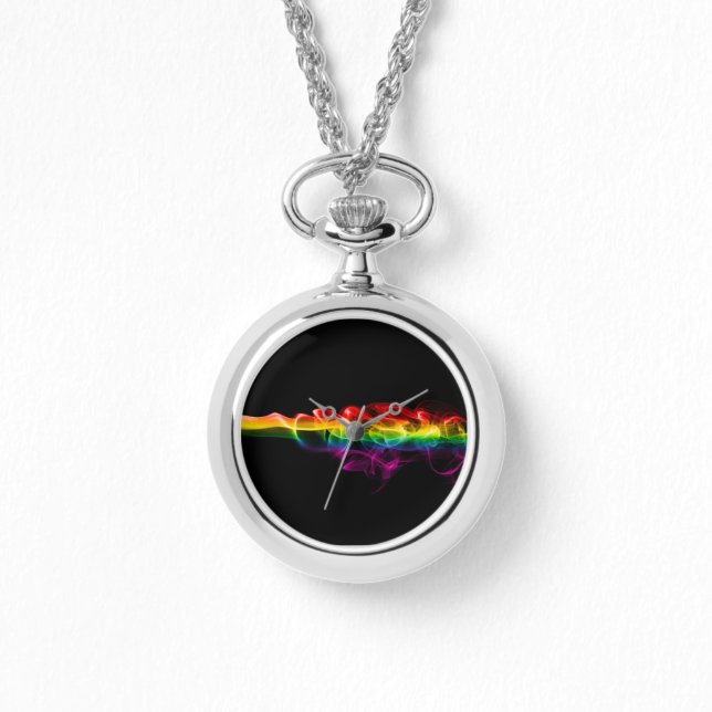 SlipperyJoe's rauchlebendige Regenbogenfarben feie Armbanduhr (Vorderseite)