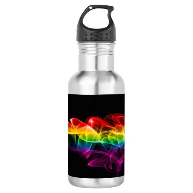 SlipperyJoe's rauchlebendige Regenbogenfarben feie Edelstahlflasche (Vorderseite)