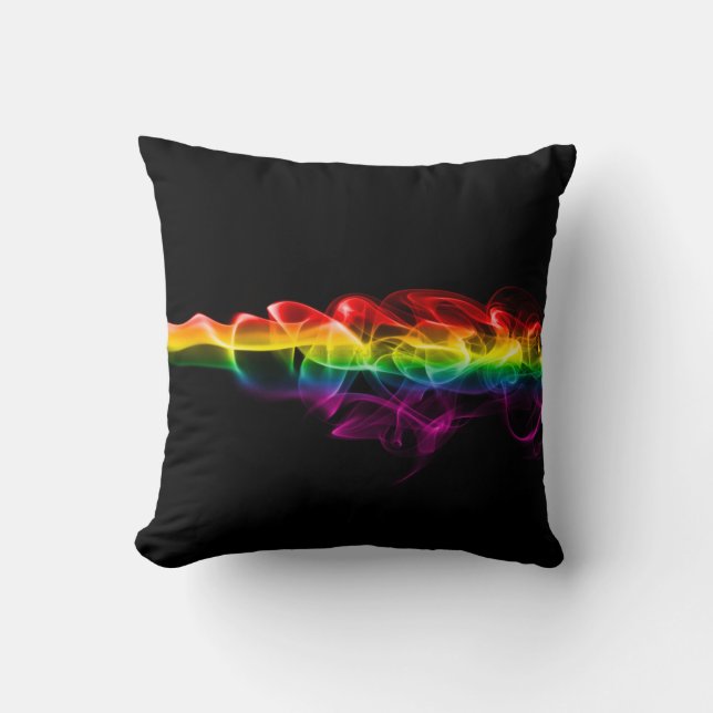 SlipperyJoe's rauchlebendige Regenbogenfarben feie Kissen (Vorderseite)