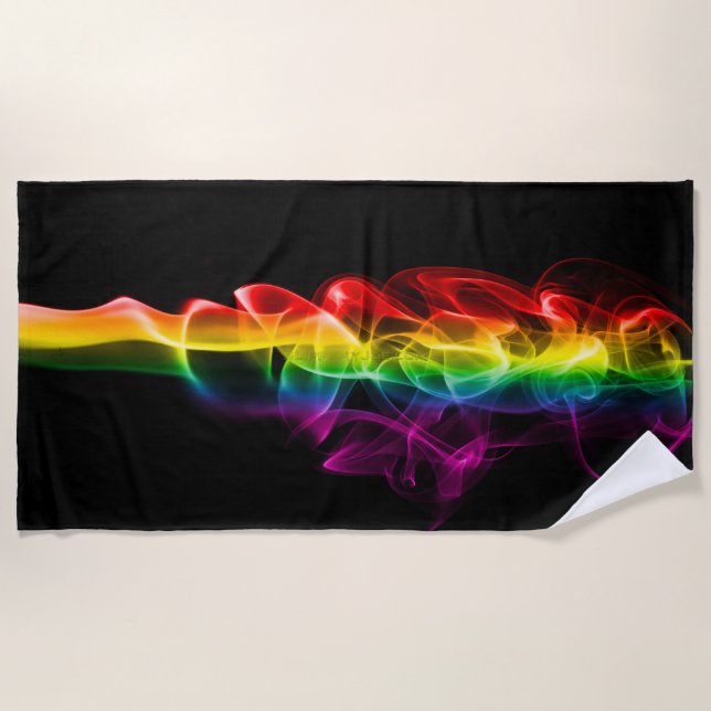 SlipperyJoe's rauchlebendige Regenbogenfarben feie Strandtuch (Vorderseite)