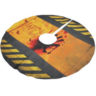SlipperyJoe's raue Happy Halloween Grafik gezackt Polyester Weihnachtsbaumdecke
