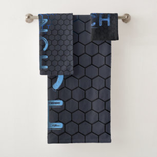 SlipperyJoe's raunch metallischen großen blauen Bu Badhandtuch Set