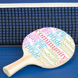 SlipperyJoe's Regenbogen-LGBTQ + -Community-Wortwo Tischtennis Schläger