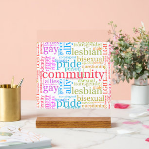 SlipperyJoe's Regenbogen-LGBTQ+-Community-Wortwolk Acrylschild