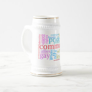 SlipperyJoe's Regenbogen-LGBTQ+-Community-Wortwolk Bierglas