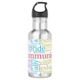 SlipperyJoe's Regenbogen-LGBTQ+-Community-Wortwolk Edelstahlflasche