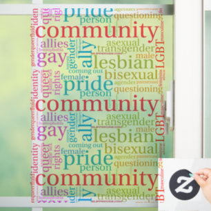 SlipperyJoe's Regenbogen-LGBTQ+-Community-Wortwolk Fensteraufkleber