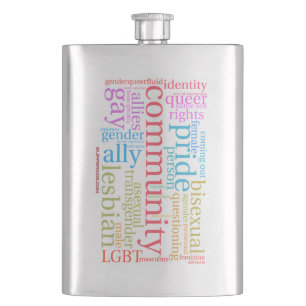 SlipperyJoe's Regenbogen-LGBTQ+-Community-Wortwolk Flachmann