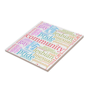 SlipperyJoe's Regenbogen-LGBTQ+-Community-Wortwolk Fliese