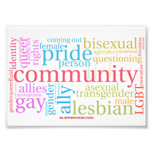SlipperyJoe's Regenbogen-LGBTQ+-Community-Wortwolk Fotodruck