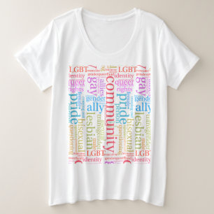 SlipperyJoe's Regenbogen-LGBTQ+-Community-Wortwolk Große Größe T-Shirt