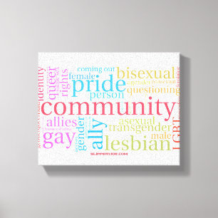 SlipperyJoe's Regenbogen-LGBTQ+-Community-Wortwolk Leinwanddruck