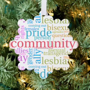 SlipperyJoe's Regenbogen-LGBTQ+-Community-Wortwolk Ornament Karte