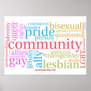 SlipperyJoe's Regenbogen-LGBTQ+-Community-Wortwolk Poster