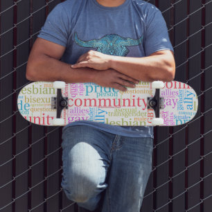 SlipperyJoe's Regenbogen-LGBTQ+-Community-Wortwolk Skateboard