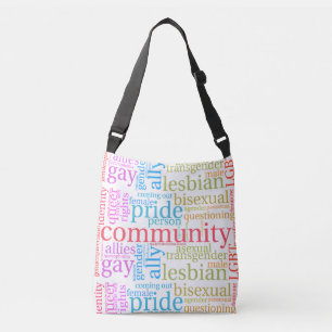 SlipperyJoe's Regenbogen-LGBTQ+-Community-Wortwolk Tragetaschen Mit Langen Trägern