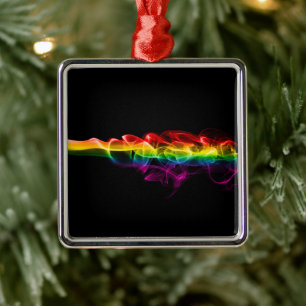 SlipperyJoe's Regenbogen-Rauch-Dampf-Wellen-Regenb Ornament Aus Metall