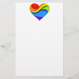 SlipperyJoe's Regenbogen-Schicht-Herzform rot oran Briefpapier