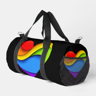 SlipperyJoe's Regenbogen-Schicht-Herzform rot oran Duffle Bag