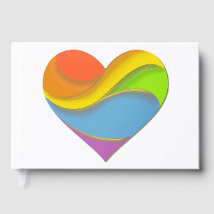 SlipperyJoe's Regenbogen-Schicht-Herzform rot oran Gästebuch