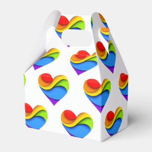 SlipperyJoe's Regenbogen-Schicht-Herzform rot oran Geschenkschachtel