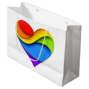 SlipperyJoe's Regenbogen-Schicht-Herzform rot oran Große Geschenktüte