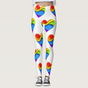 SlipperyJoe's Regenbogen-Schicht-Herzform rot oran Leggings