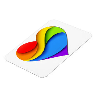 SlipperyJoe's Regenbogen-Schicht-Herzform rot oran Magnet