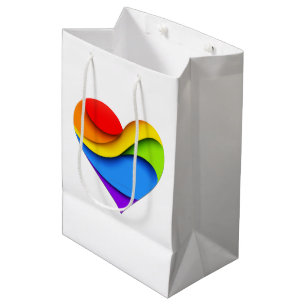 SlipperyJoe's Regenbogen-Schicht-Herzform rot oran Mittlere Geschenktüte