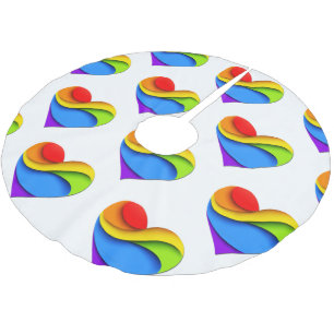 SlipperyJoe's Regenbogen-Schicht-Herzform rot oran Polyester Weihnachtsbaumdecke