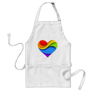 SlipperyJoe's Regenbogen-Schicht-Herzform rot oran Schürze