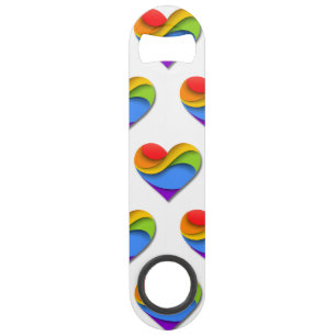 SlipperyJoe's Regenbogen-Schicht-Herzform rot oran Speed Flaschenöffner